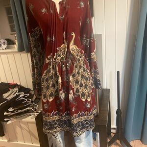Bohemian Peacock Tunic Top